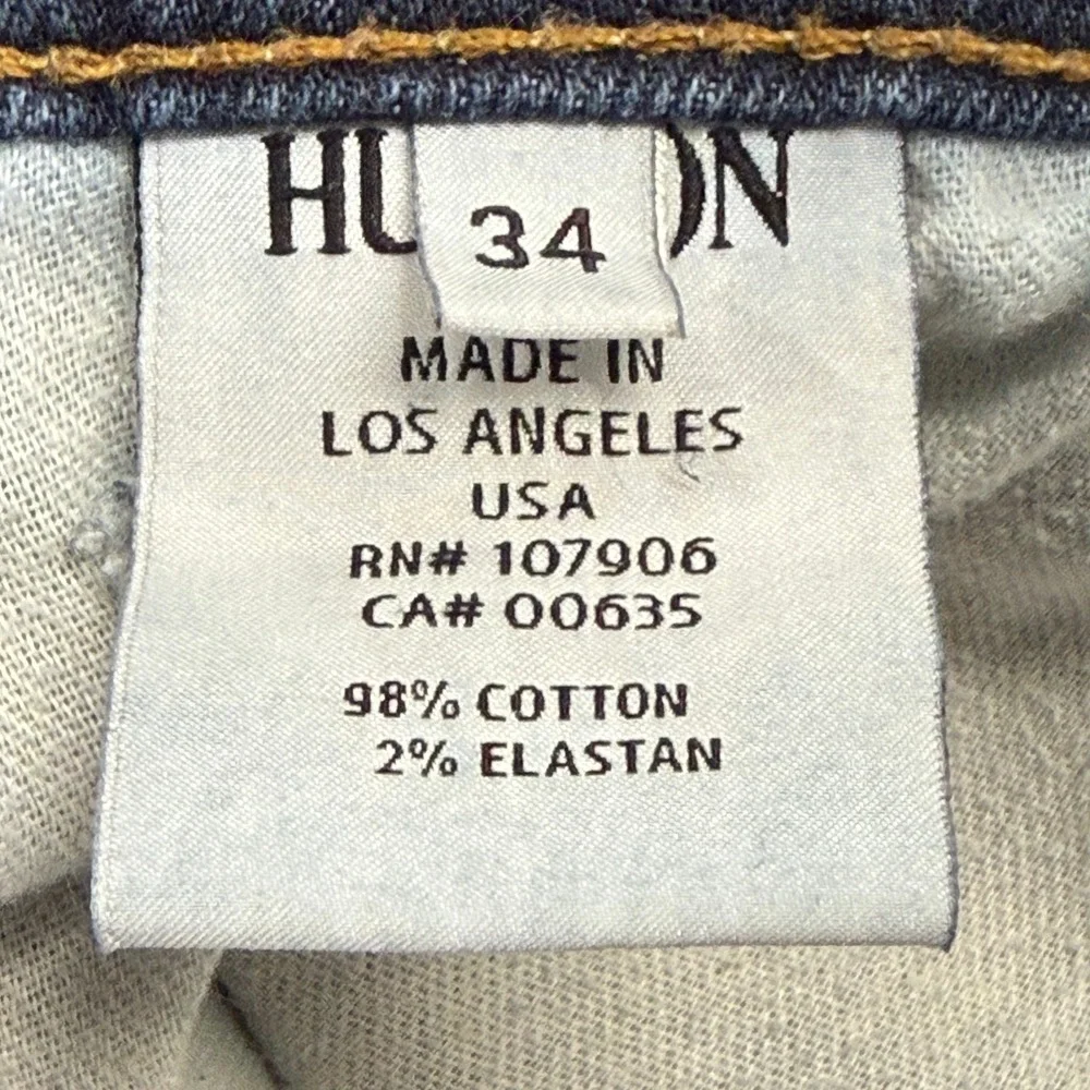 Hudson Wilde Relaxed Straight Jeans Mens 34 x 30 Dark Wash Blue Button Fly